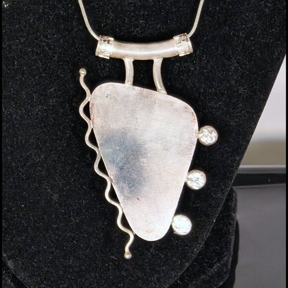 WOW Tiger Eye Color ART DECO Dichroic Glass 925 Sterling Silver Large Pendant - Picture 5 of 5